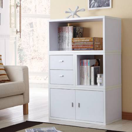 The wall stack is variable into a multi-purpose bookcase.